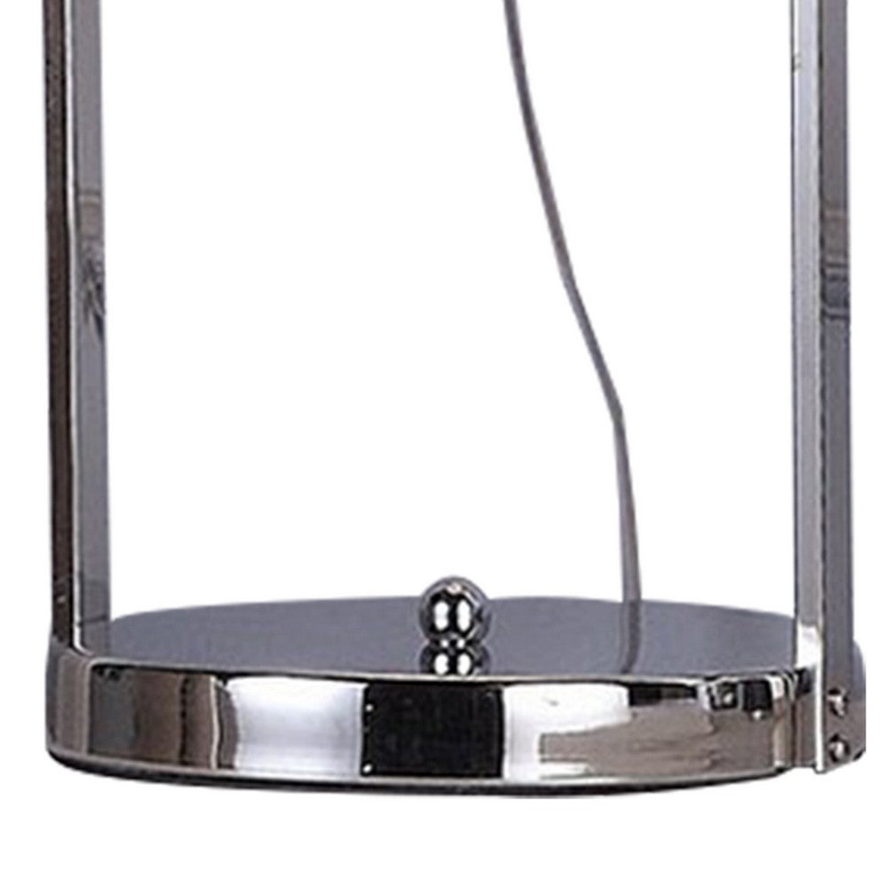 Benjara Jim 22 Inch Table Lamp, LED Light, Metal Body, Modern Globe Shade, Silver