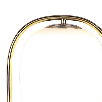 Benjara Raze 17 Inch Table Lamp, LED Light, Modern Globe Shade, Metal Body, Brass