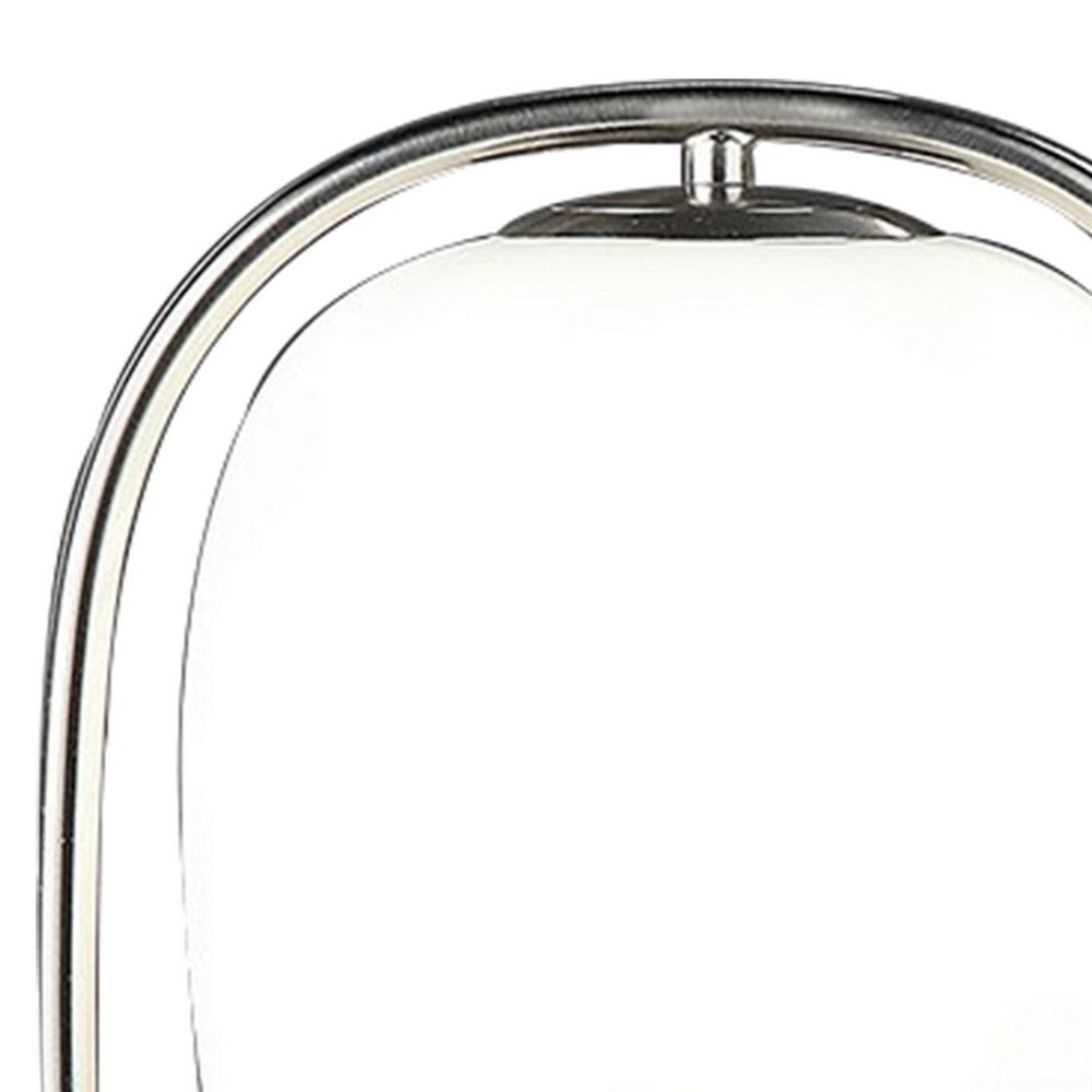 Benjara Raze 17 Inch Table Lamp, LED Light, Modern Globe Shade, Metal Body, Silver