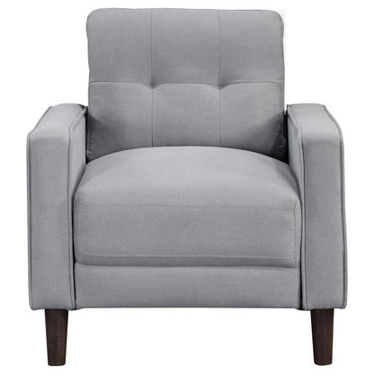 Benjara Bow 32 Inch Accent Chair, Grid Tufted, Track Arms, Self Welt Trim, Gray