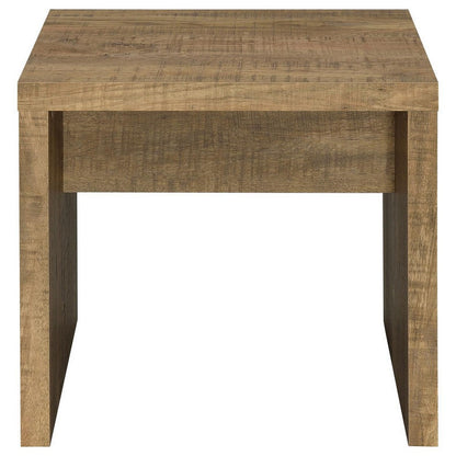 Benjara Nette 24 Inch End Table with Rough Hewn Saw Marks, Wood, Natural Brown