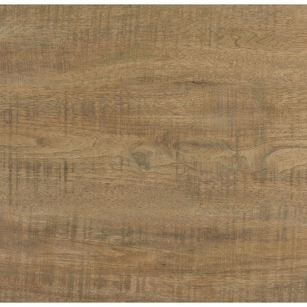 Benjara Nette 24 Inch End Table with Rough Hewn Saw Marks, Wood, Natural Brown