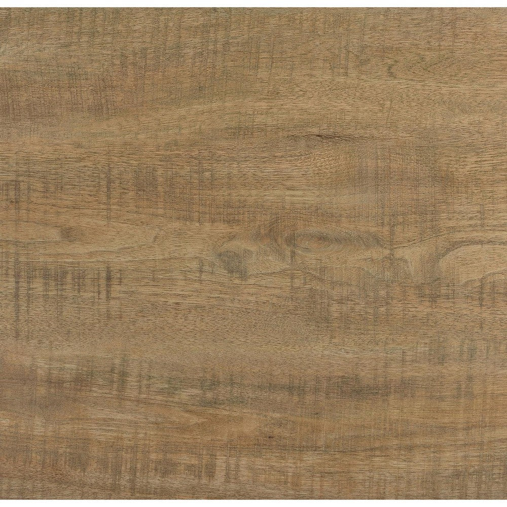 Benjara Nette 47 Inch Coffee Table with Rough Hewn Saw Marks, Wood, Natural Brown