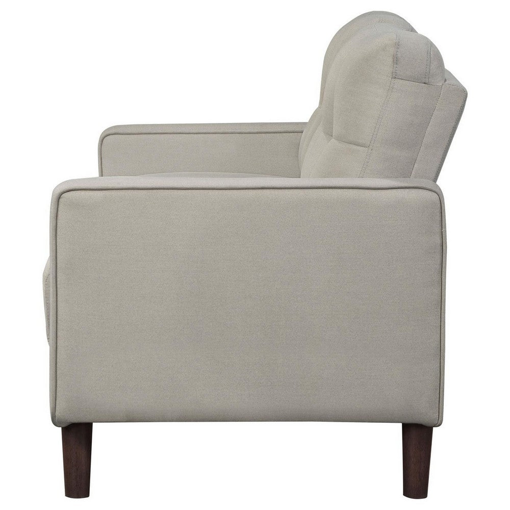 Benjara Bow 54 Inch Loveseat, Grid Tufted Back, Track Arms, Self Welt Trim, Beige