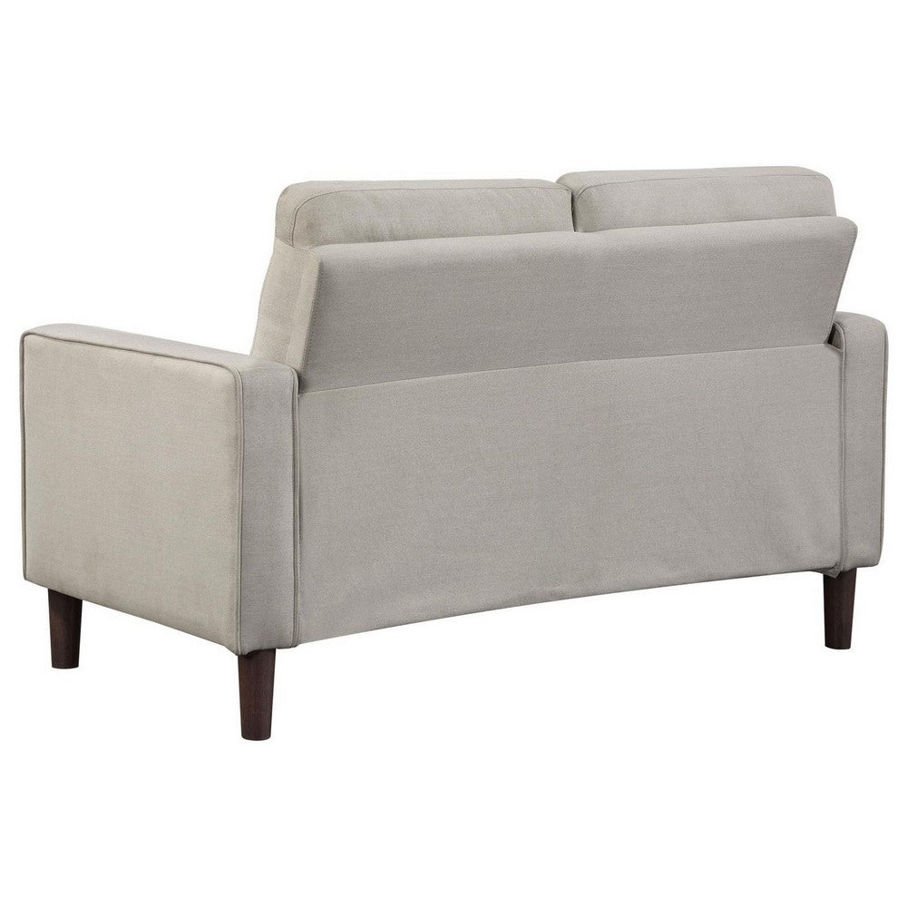 Benjara Bow 54 Inch Loveseat, Grid Tufted Back, Track Arms, Self Welt Trim, Beige