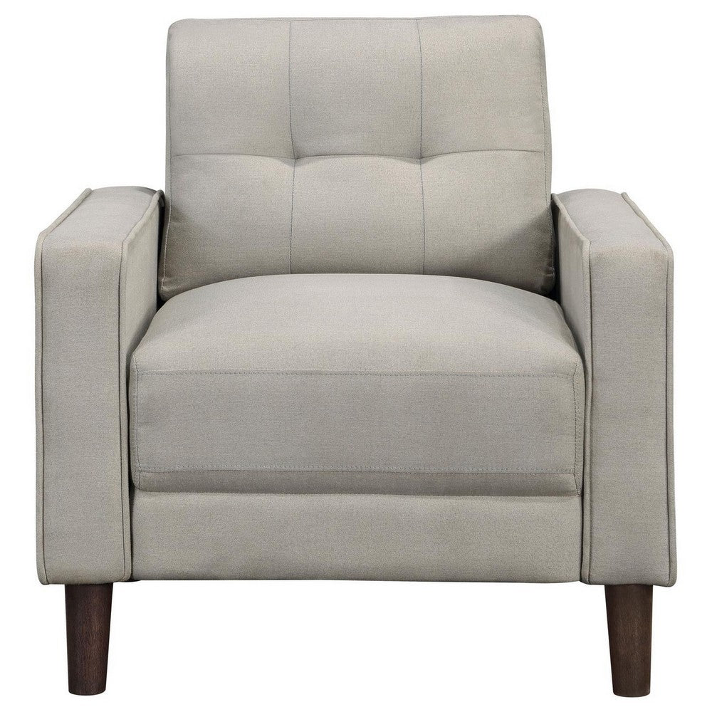 Benjara Bow 32 Inch Accent Chair, Grid Tufted, Track Arms, Self Welt Trim, Beige