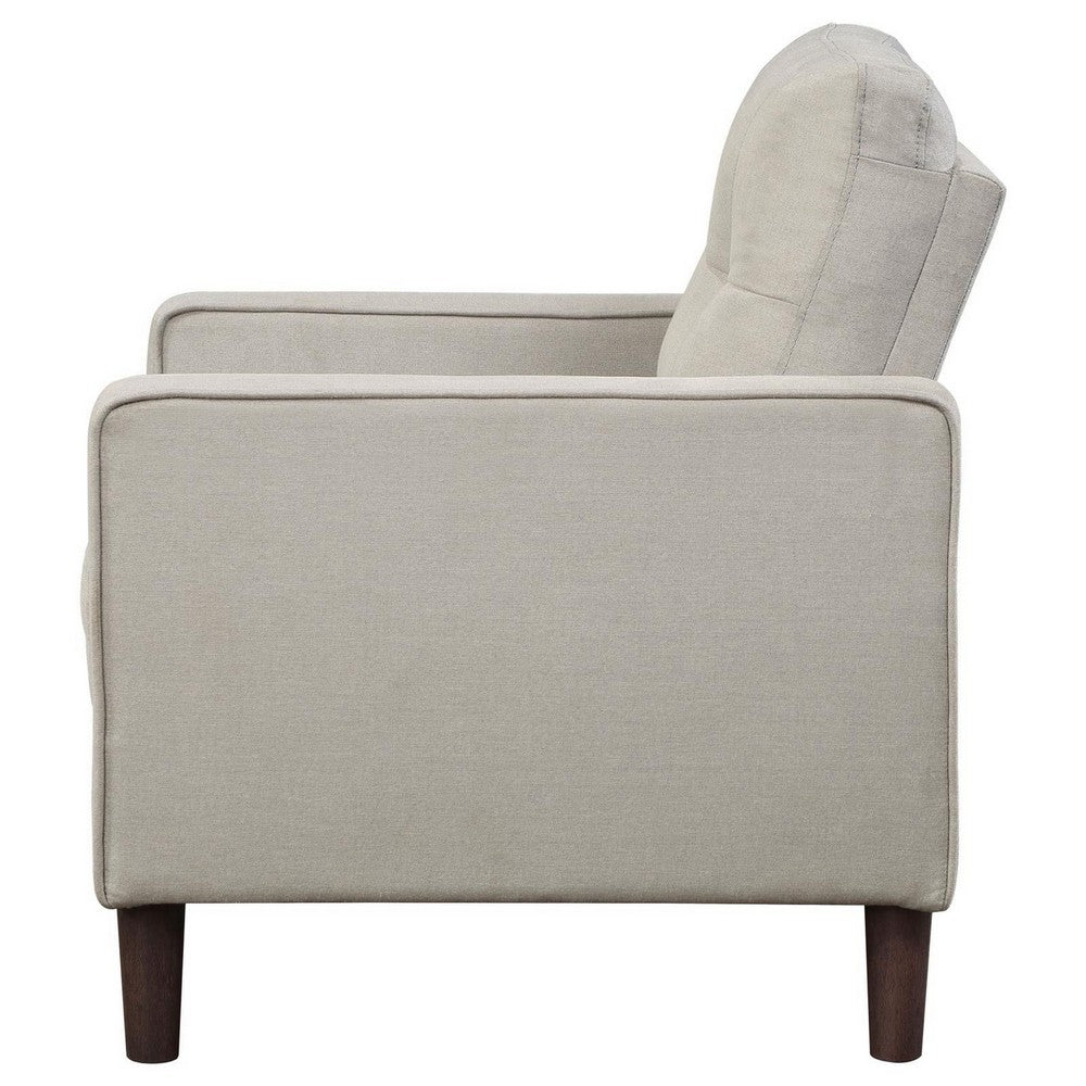 Benjara Bow 32 Inch Accent Chair, Grid Tufted, Track Arms, Self Welt Trim, Beige