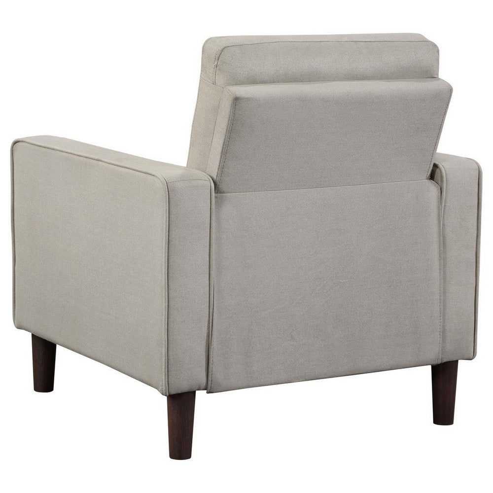 Benjara Bow 32 Inch Accent Chair, Grid Tufted, Track Arms, Self Welt Trim, Beige
