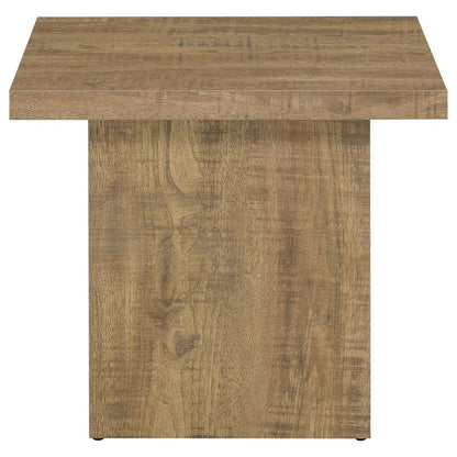 Benjara Zet 24 Inch Square End Table with Oversized Block Base, Mango Brown