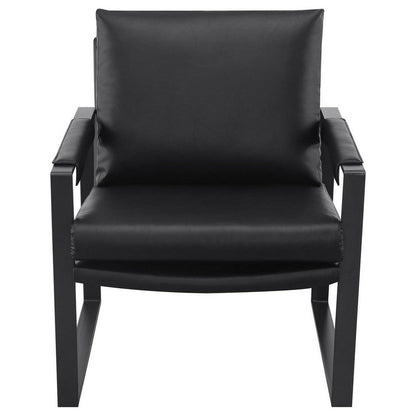 Benjara Rosy 28 Inch Accent Armchair, Vegan Faux Leather, Black And Charcoal Finish