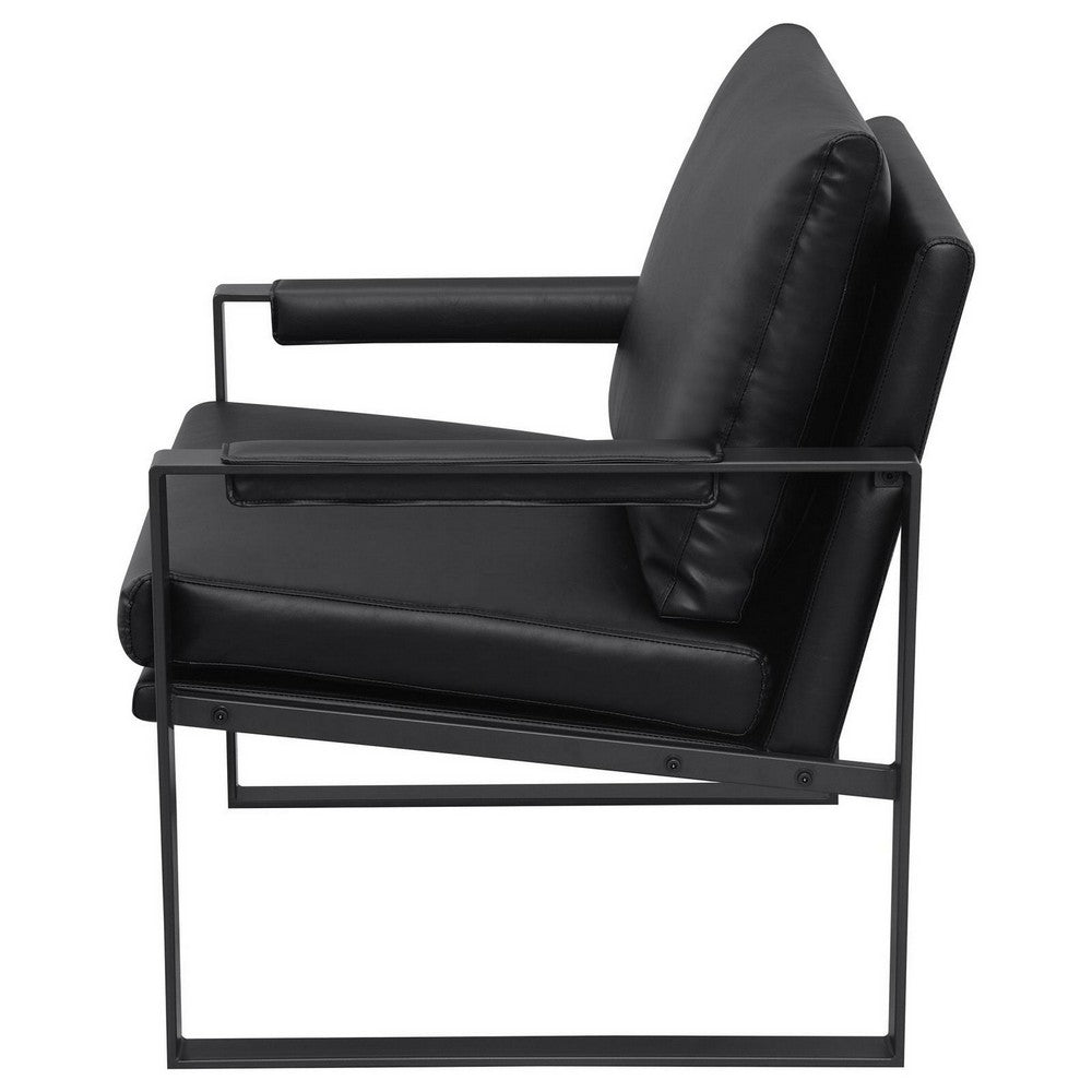 Benjara Rosy 28 Inch Accent Armchair, Vegan Faux Leather, Black And Charcoal Finish