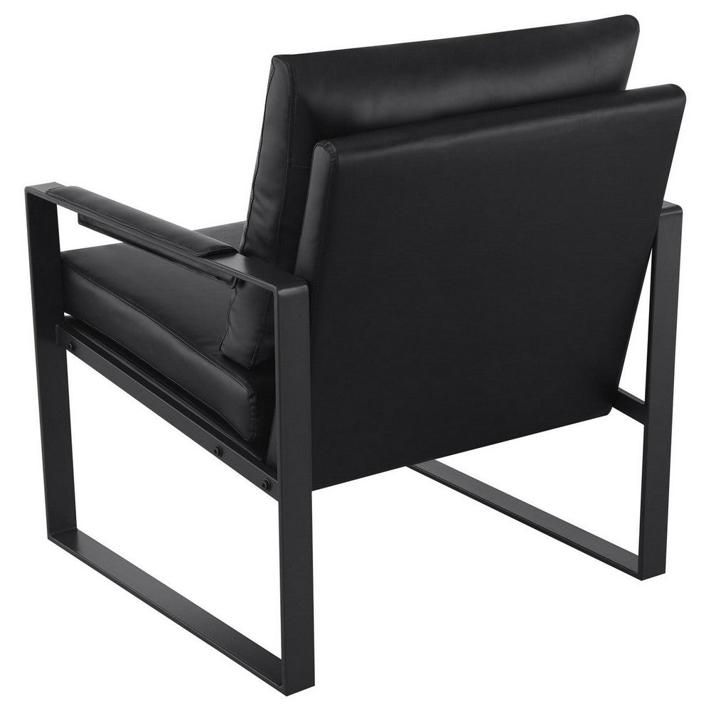 Benjara Rosy 28 Inch Accent Armchair, Vegan Faux Leather, Black And Charcoal Finish