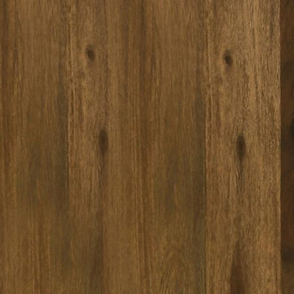 Benjara Ody 22 Inch Side End Table, U Shaped, Sheesham Wood, Auburn Brown Finish