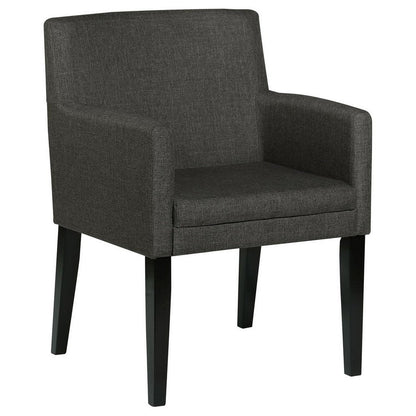 Benjara Kinza 24 Inch Armchair Set of 2, Gray, Cushioned Seat, Wood Block Legs