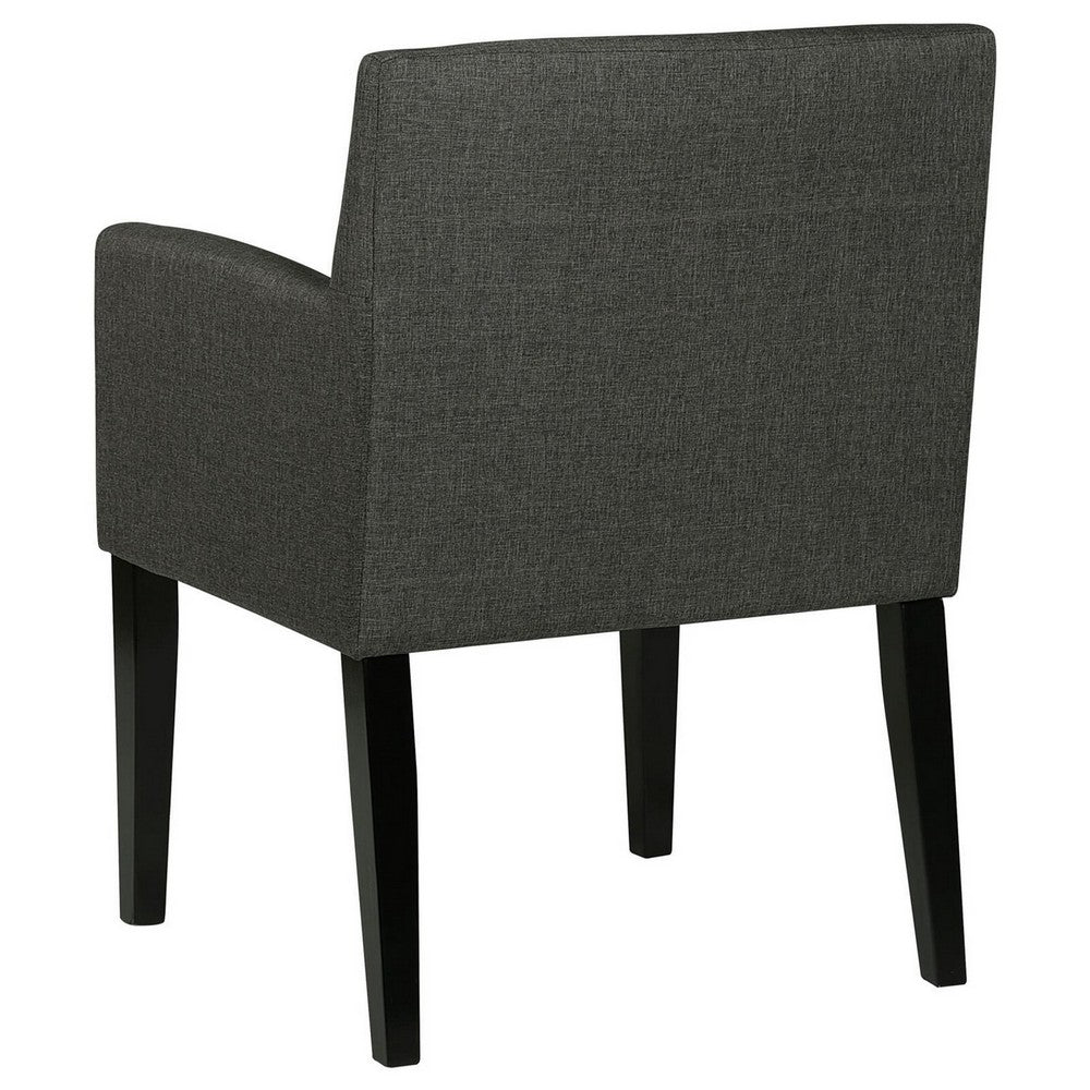 Benjara Kinza 24 Inch Armchair Set of 2, Gray, Cushioned Seat, Wood Block Legs