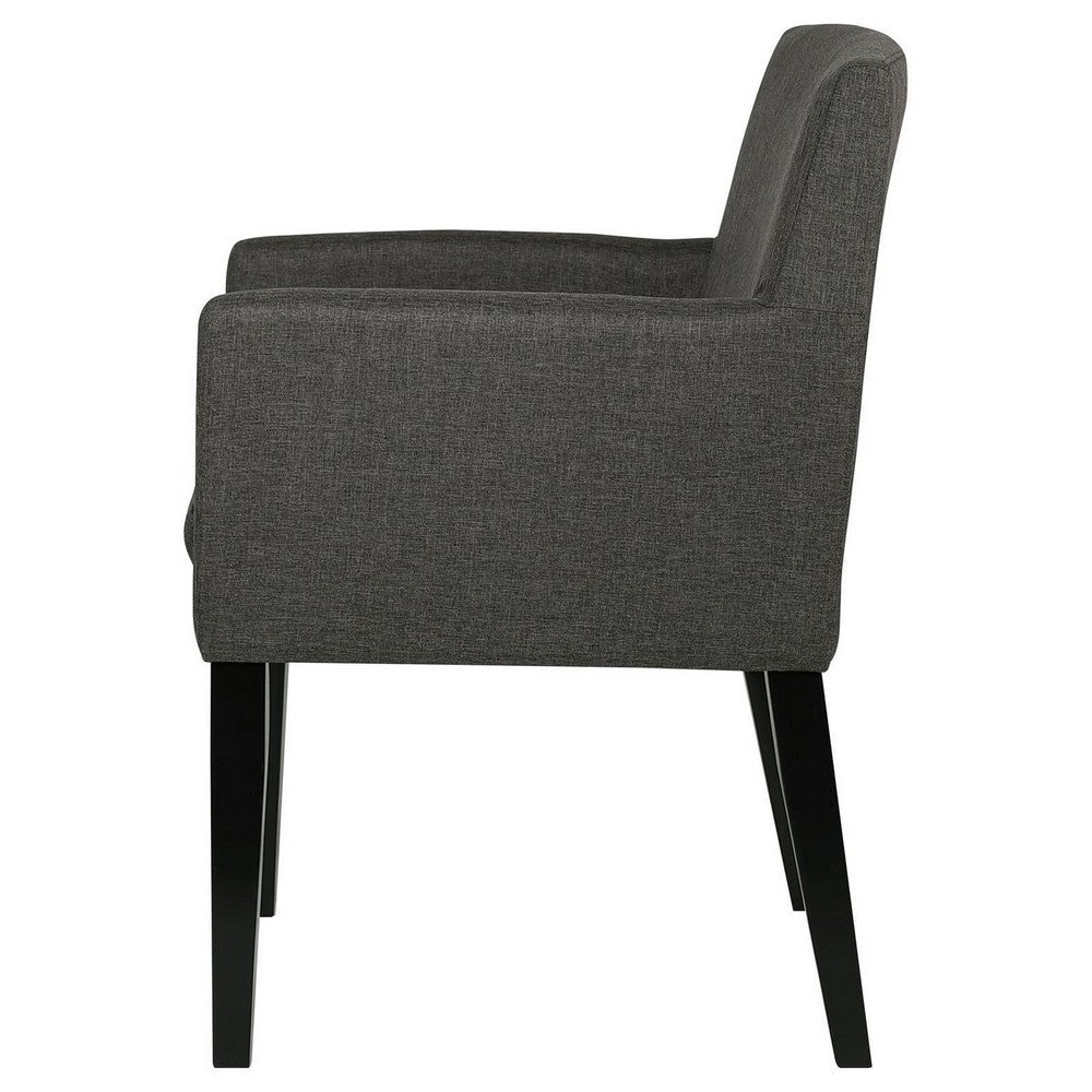 Benjara Kinza 24 Inch Armchair Set of 2, Gray, Cushioned Seat, Wood Block Legs