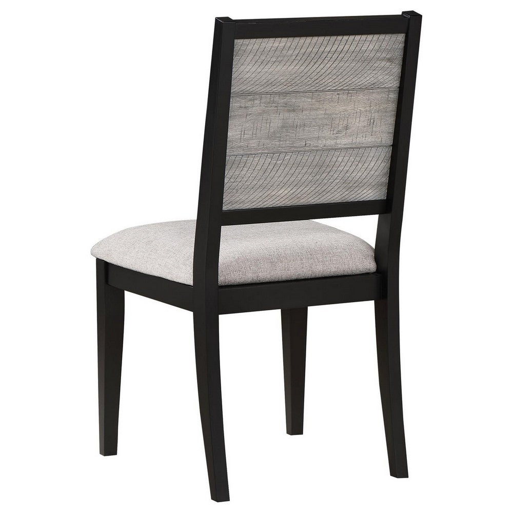 Benjara Elina 23 Inch Dining Chair, Set of 2, Plank Style Back, Gray Polyester