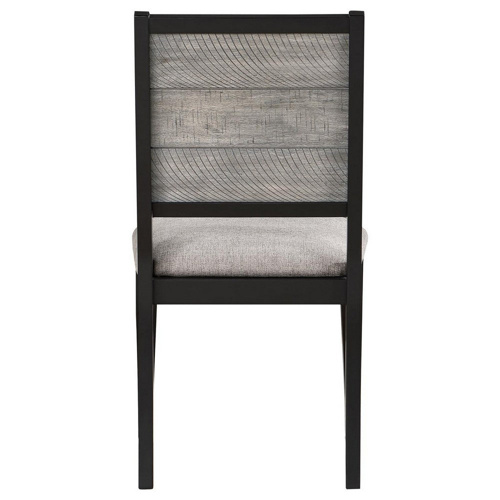 Benjara Elina 23 Inch Dining Chair, Set of 2, Plank Style Back, Gray Polyester
