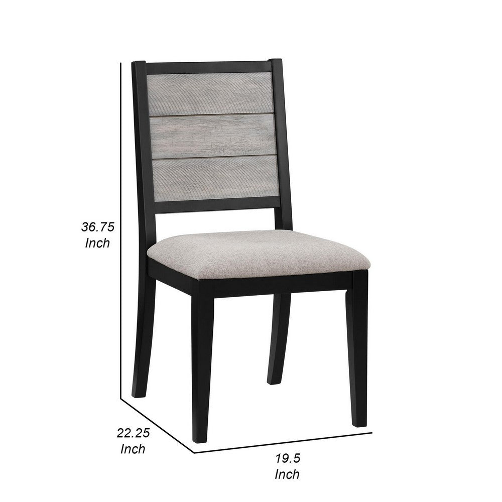 Benjara Elina 23 Inch Dining Chair, Set of 2, Plank Style Back, Gray Polyester