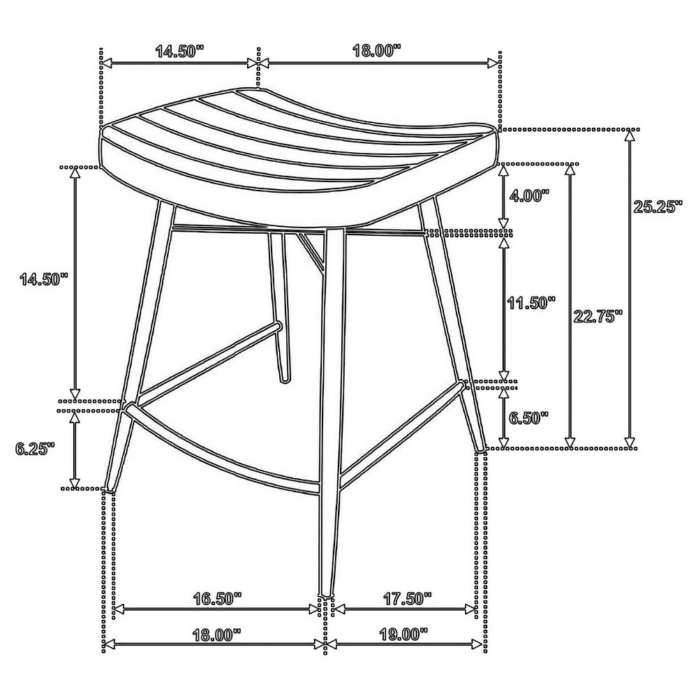 Benjara Vini 25 Inch Counter Stool Set of 2, Curved Leather Seat, Tufted, Brown