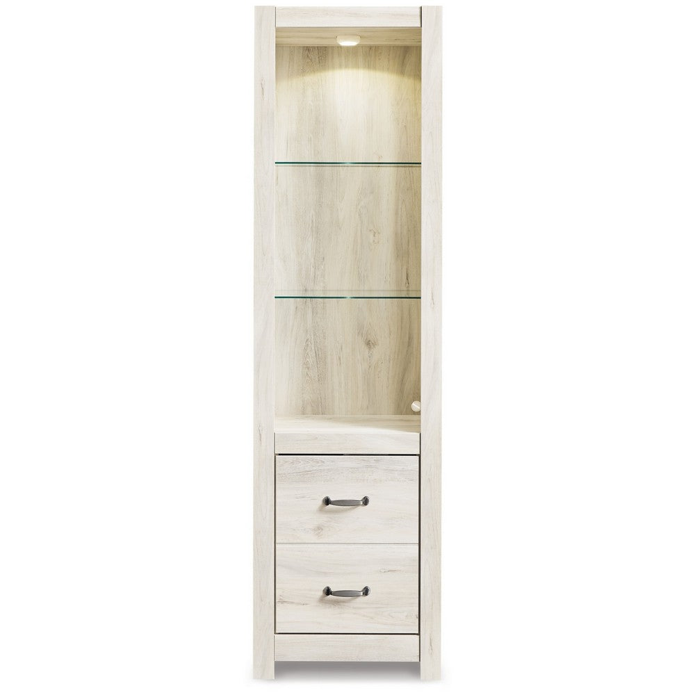 Benjara 72 Inch Wood Pier, 4 Adjustable Shelves, Antique Style White Wood Finish