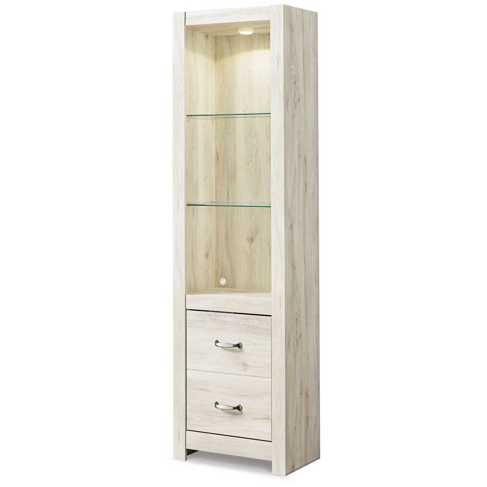 Benjara 72 Inch Wood Pier, 4 Adjustable Shelves, Antique Style White Wood Finish