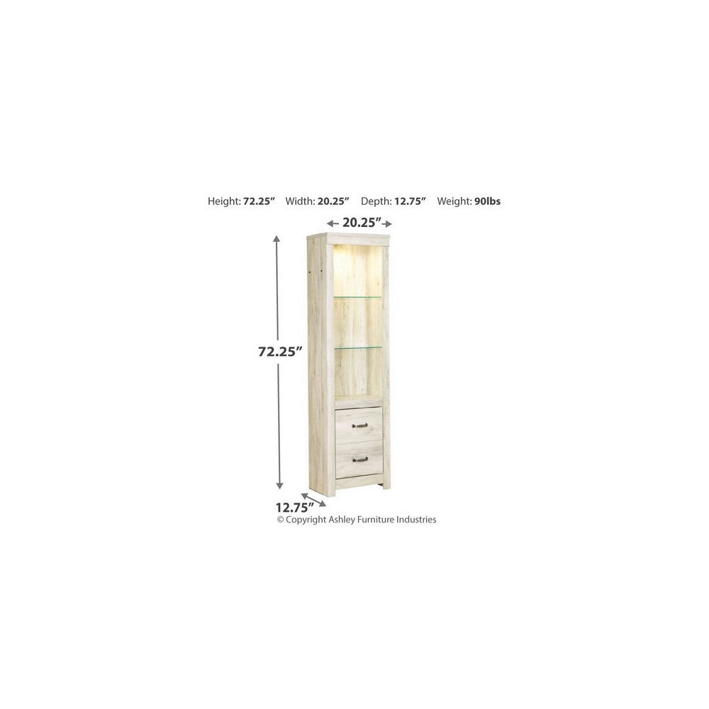 Benjara 72 Inch Wood Pier, 4 Adjustable Shelves, Antique Style White Wood Finish