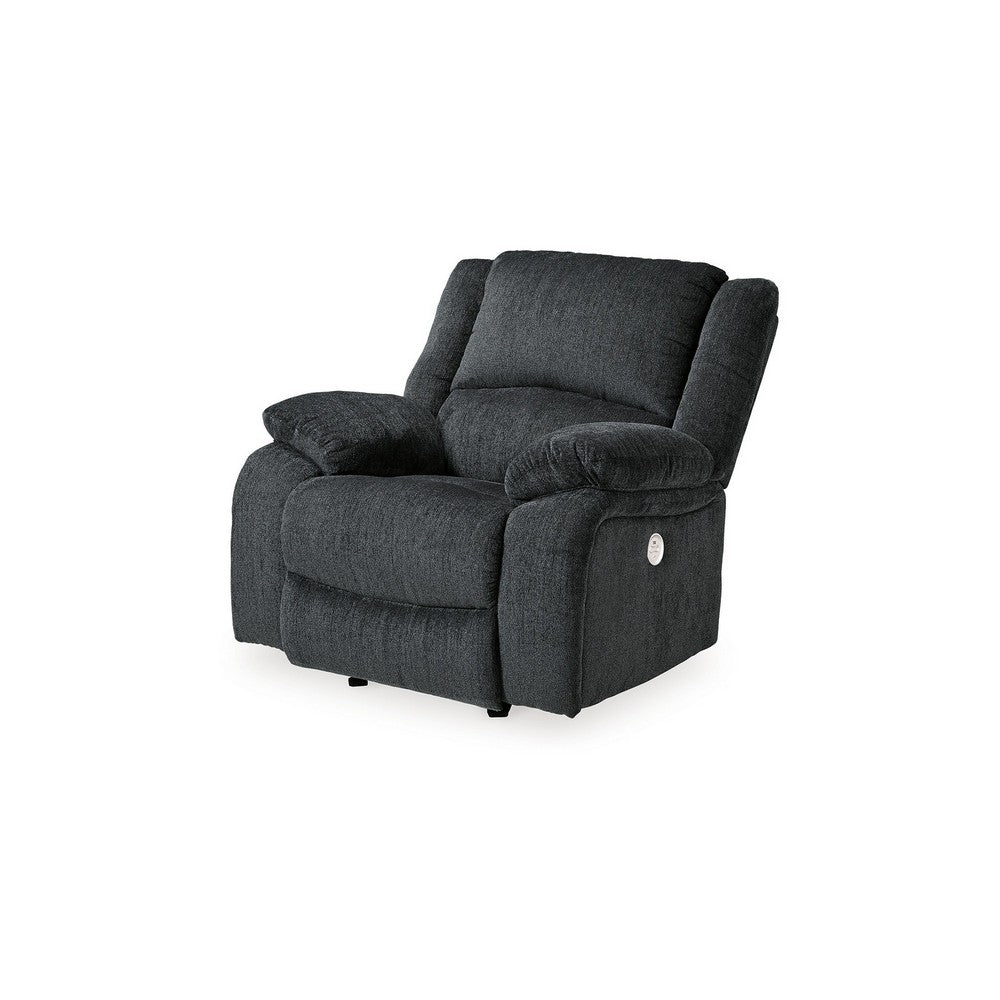 Benjara Wie 39 Inch Power Recliner Chair, Rocker, Slate Gray Chenille Upholstery