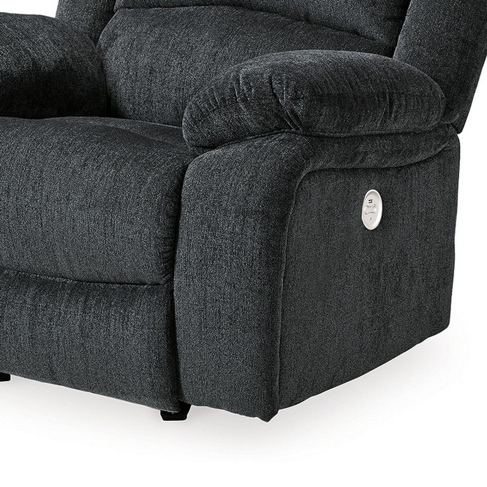 Benjara Wie 39 Inch Power Recliner Chair, Rocker, Slate Gray Chenille Upholstery