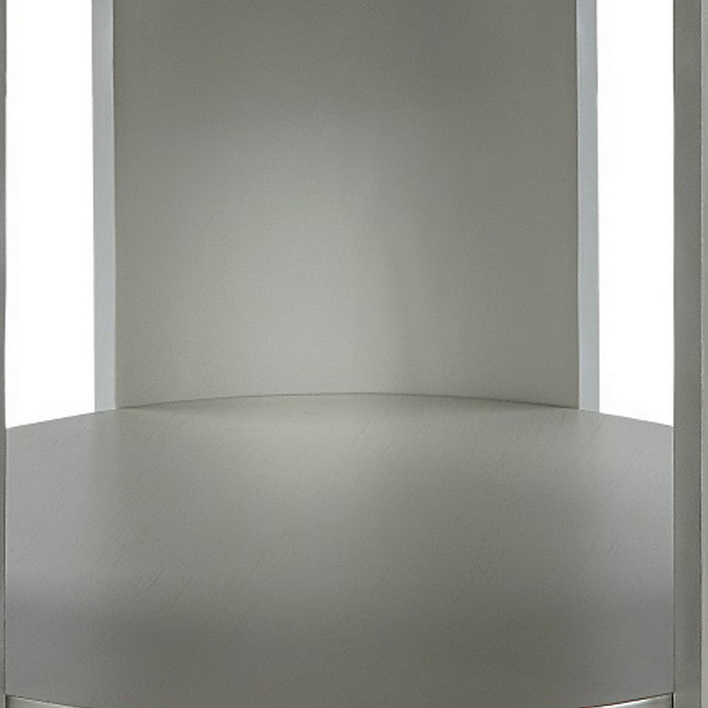 Benjara Kyna 26 Inch Side End Table, Modern Sintered Top, 1 Shelf, Round, Champagne Silver