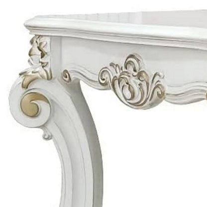 Benjara Jess 30 Inch Side End Table, Classic Scrolled Legs, 1 Shelf, Brushed Gold