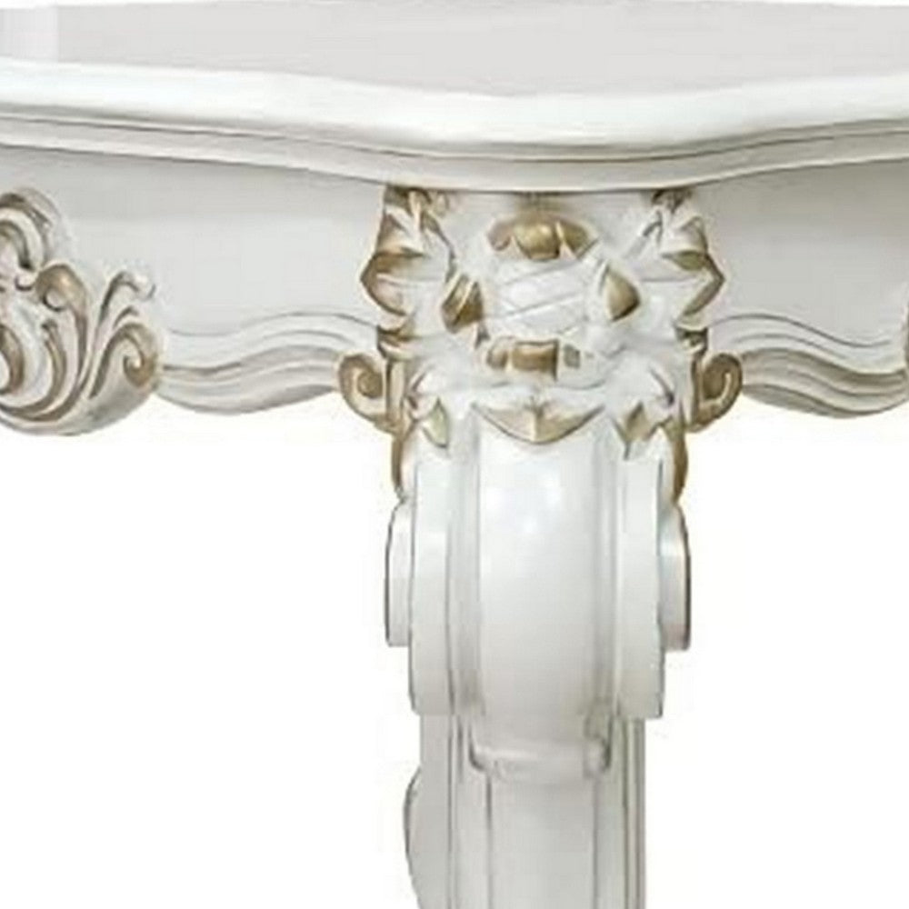 Benjara Jess 30 Inch Side End Table, Classic Scrolled Legs, 1 Shelf, Brushed Gold