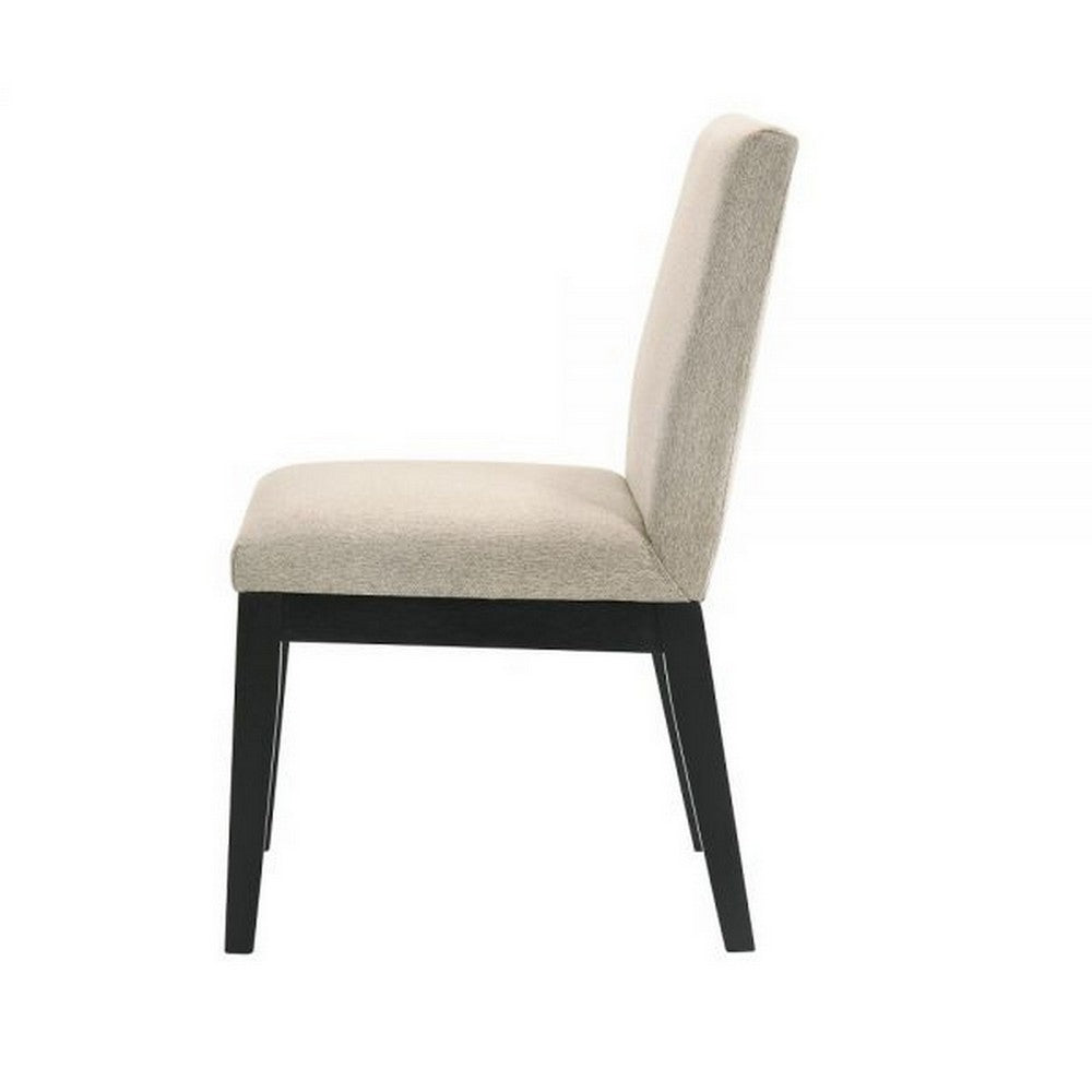 Benjara Fin 23 Inch Dining Chair, Set of 2, Fabric Upholstery, Beige And Black