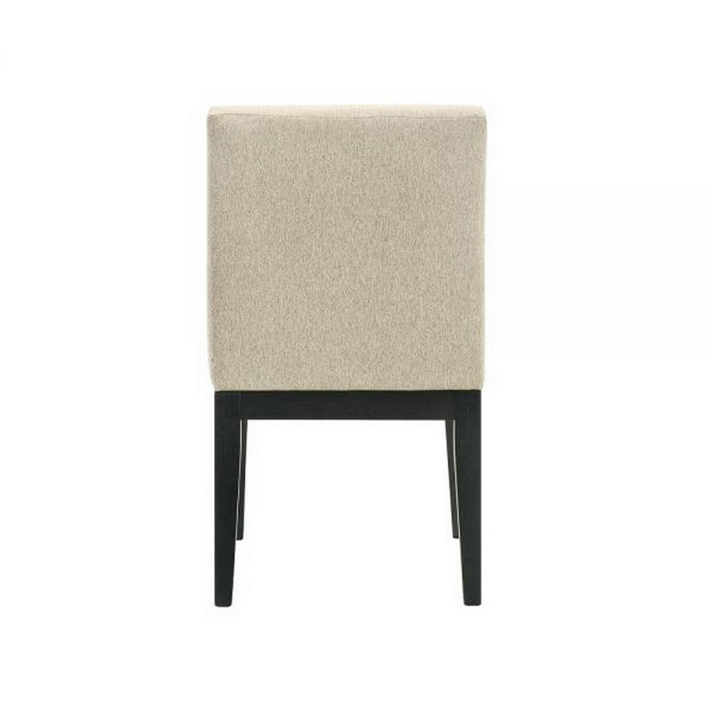 Benjara Fin 23 Inch Dining Chair, Set of 2, Fabric Upholstery, Beige And Black