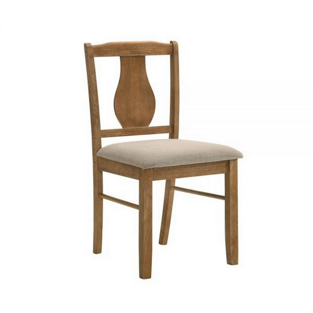 Benjara 5 Piece Dining Table Set with 4 Chairs, Rubberwood, Weathered Oak