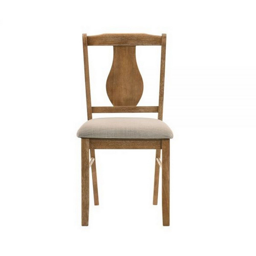Benjara 5 Piece Dining Table Set with 4 Chairs, Rubberwood, Weathered Oak