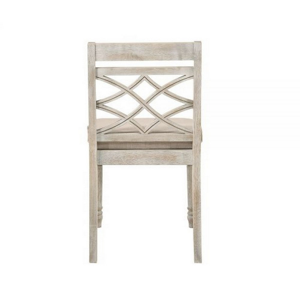 Benjara Siki 18 Inch Dining Chair, Set of 2, Turned Chair Legs, MDF, Antique White