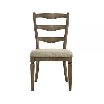 Benjara Stacy 19 Inch Dining Chair, Set of 2, Fabric Upholstery, Weathered Oak