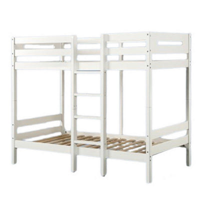 Benjara Asin Twin Bunk Bed with Front Facing Ladder, Pine Wood, Crisp White Finish