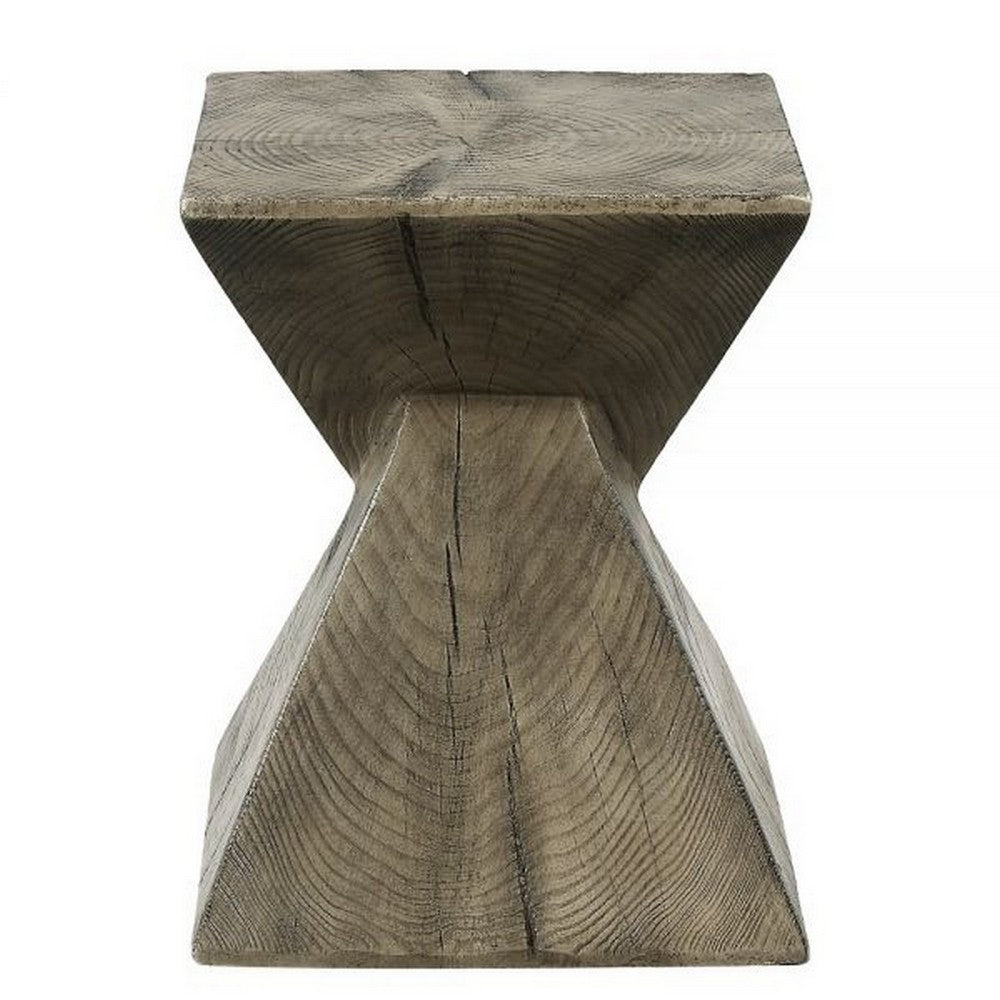 Benjara 17 Inch Accent Table, Heavy-Duty Durability Cement, Weathered Oak Brown