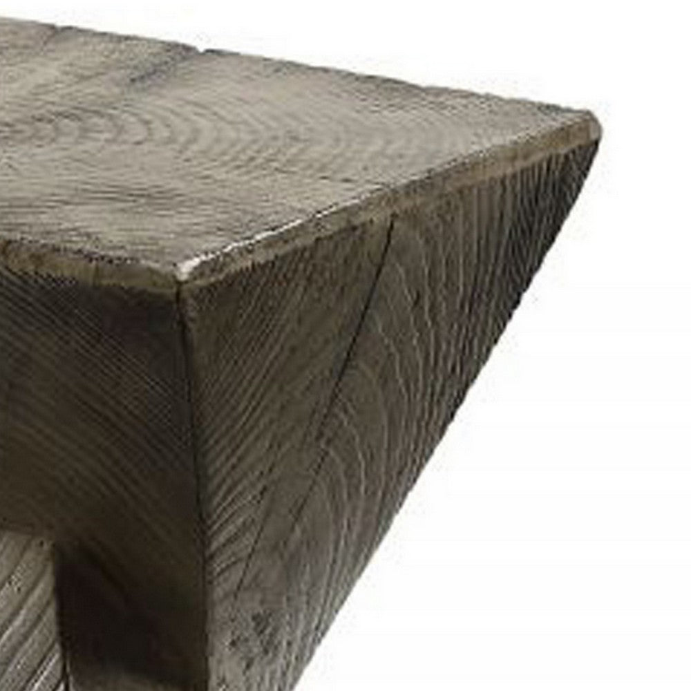 Benjara 17 Inch Accent Table, Heavy-Duty Durability Cement, Weathered Oak Brown