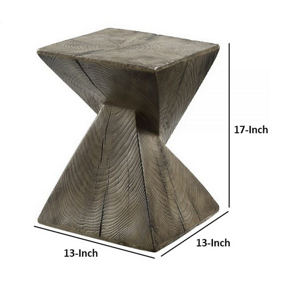 Benjara 17 Inch Accent Table, Heavy-Duty Durability Cement, Weathered Oak Brown
