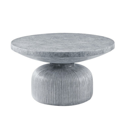 Benjara Lylie 30 Inch Coffee Table, Round Naturalistic Design, Gray Durable Cement