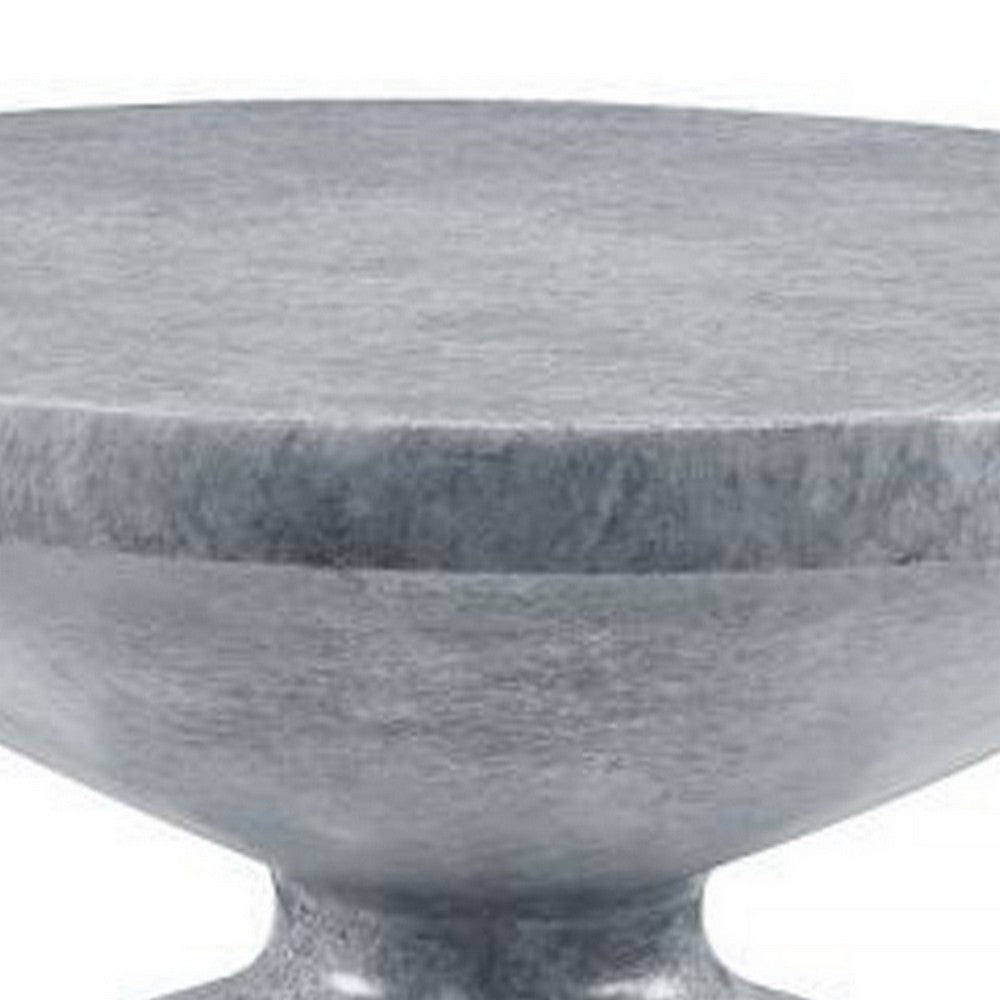 Benjara Lylie 30 Inch Side End Table, Round Naturalistic Design, Gray Cement