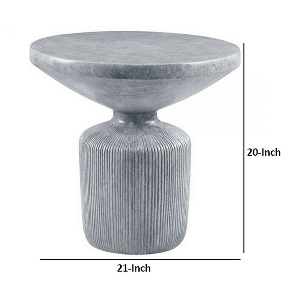 Benjara Lylie 30 Inch Side End Table, Round Naturalistic Design, Gray Cement