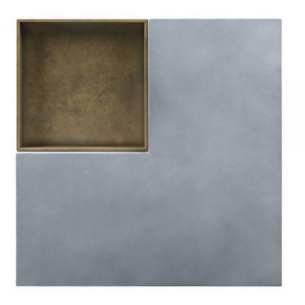 Benjara 32 Inch Coffee Table with Removable Tray, Cement Construction, Smooth Gray