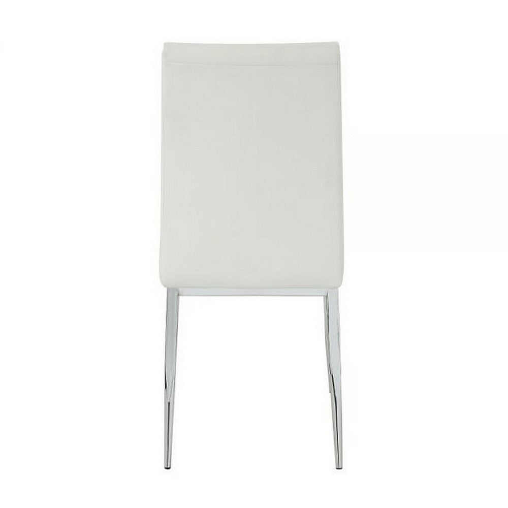 Benjara Kami 22 Inch Dining Chair, Set of 2, Tufted Backrest, Beige And Chrome