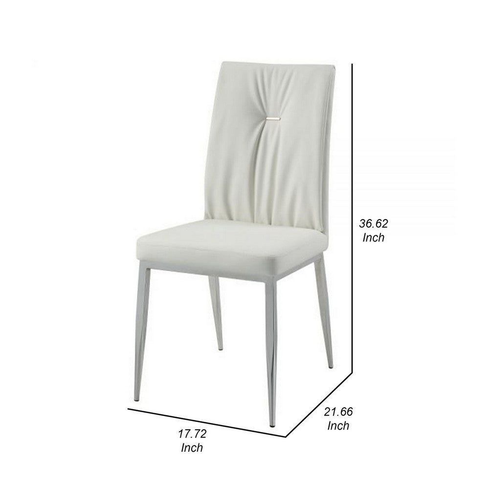 Benjara Kami 22 Inch Dining Chair, Set of 2, Tufted Backrest, Beige And Chrome