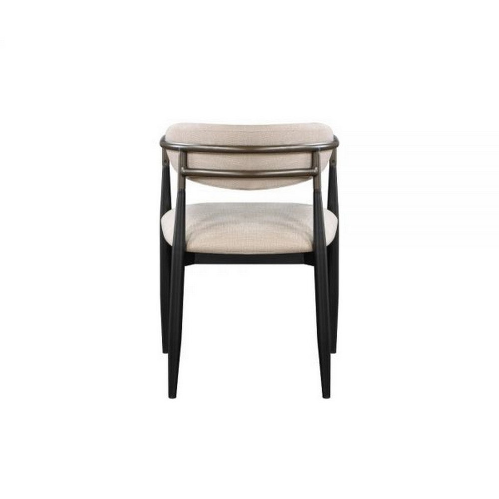 Benjara Jerry 23 Inch Dining Chair, Set of 2, Fabric Upholstered, Beige And Black