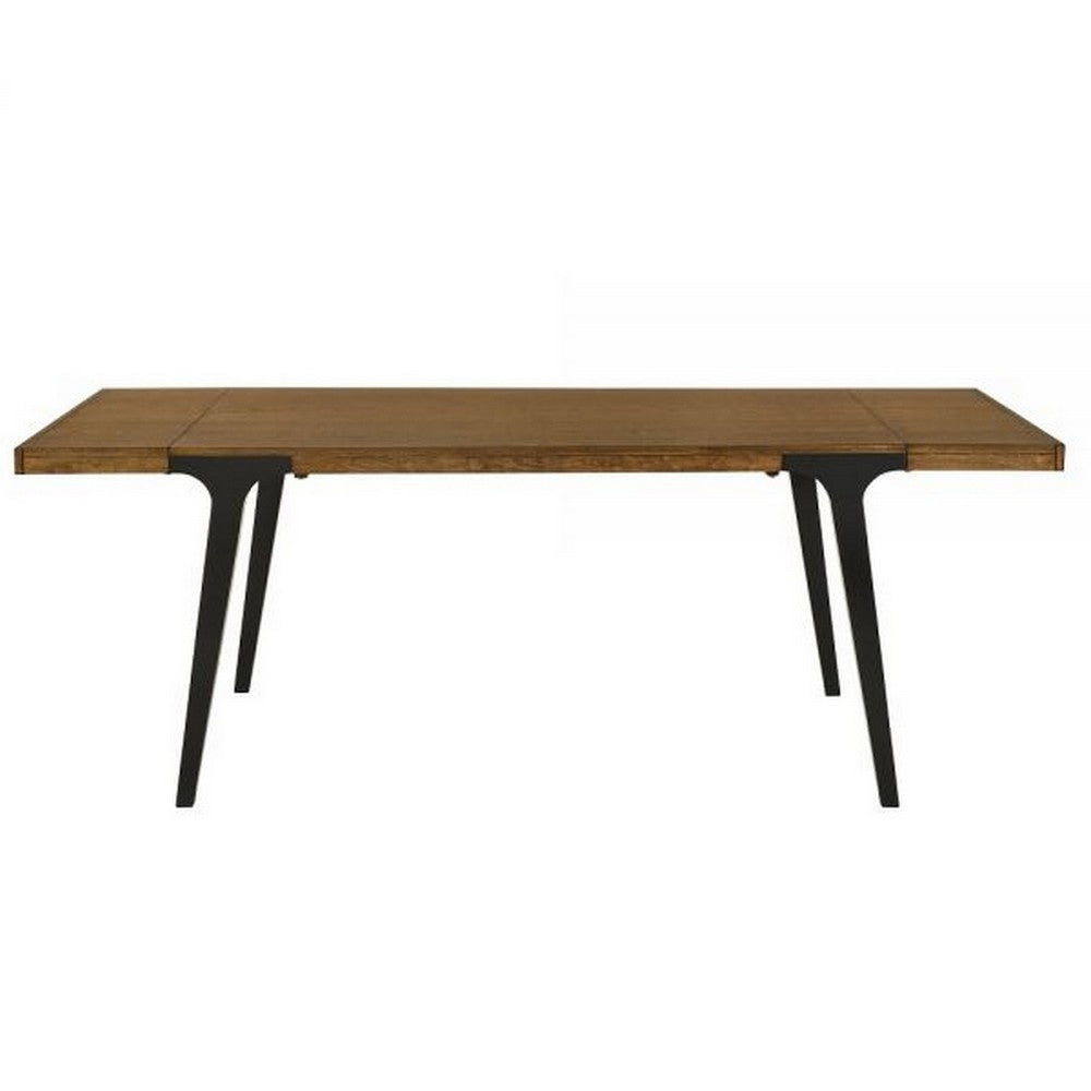 Benjara Hilly 59-83 Inch Extendable Dining Table, Rubberwood, Brown And Black